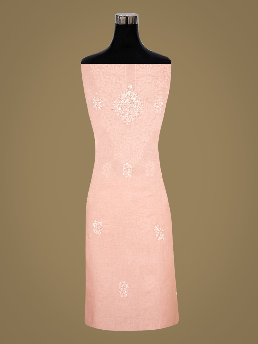 Ada Hand Embroidered Peach Cotton lucknowi Chikankari Unstitched Kurta 01A991856