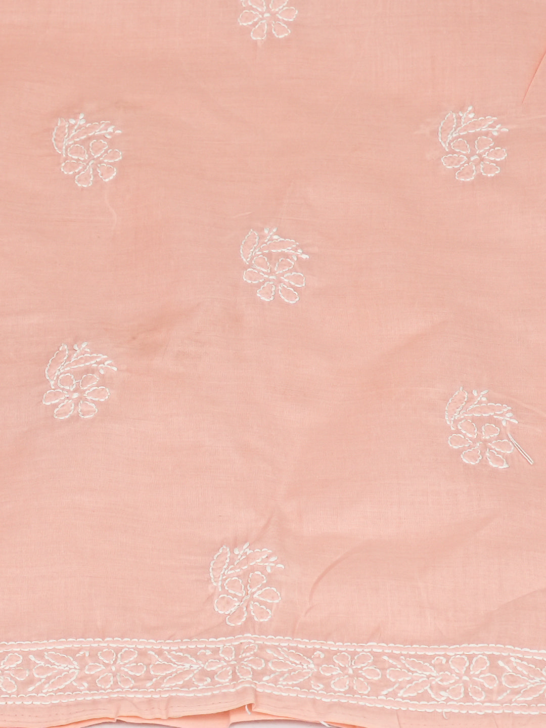Ada Hand Embroidered Peach Cotton lucknowi Chikankari Unstitched Kurta 01A991856
