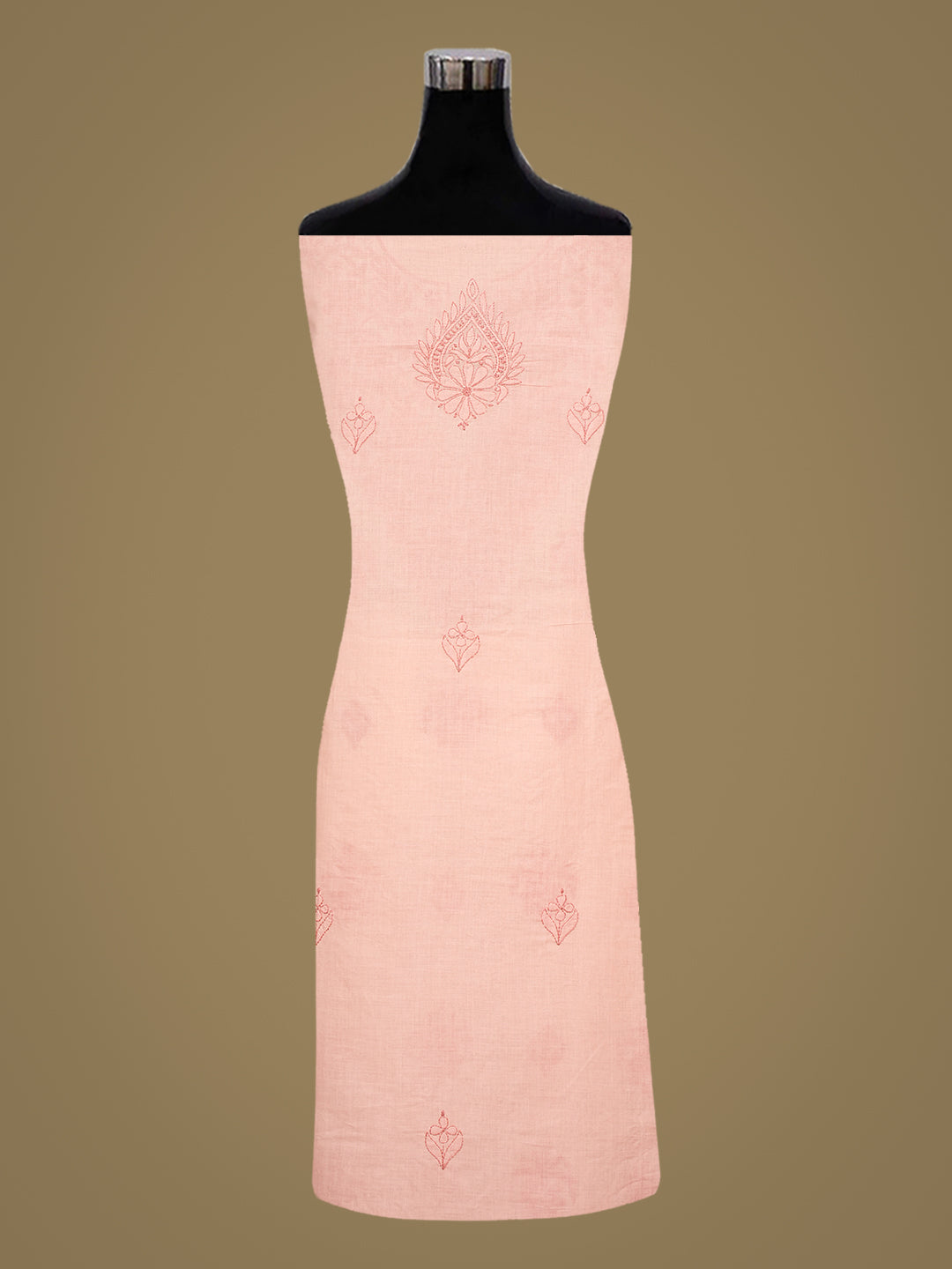 Ada Hand Embroidered Peach Cotton lucknowi Chikankari Unstitched Kurta 01A991925