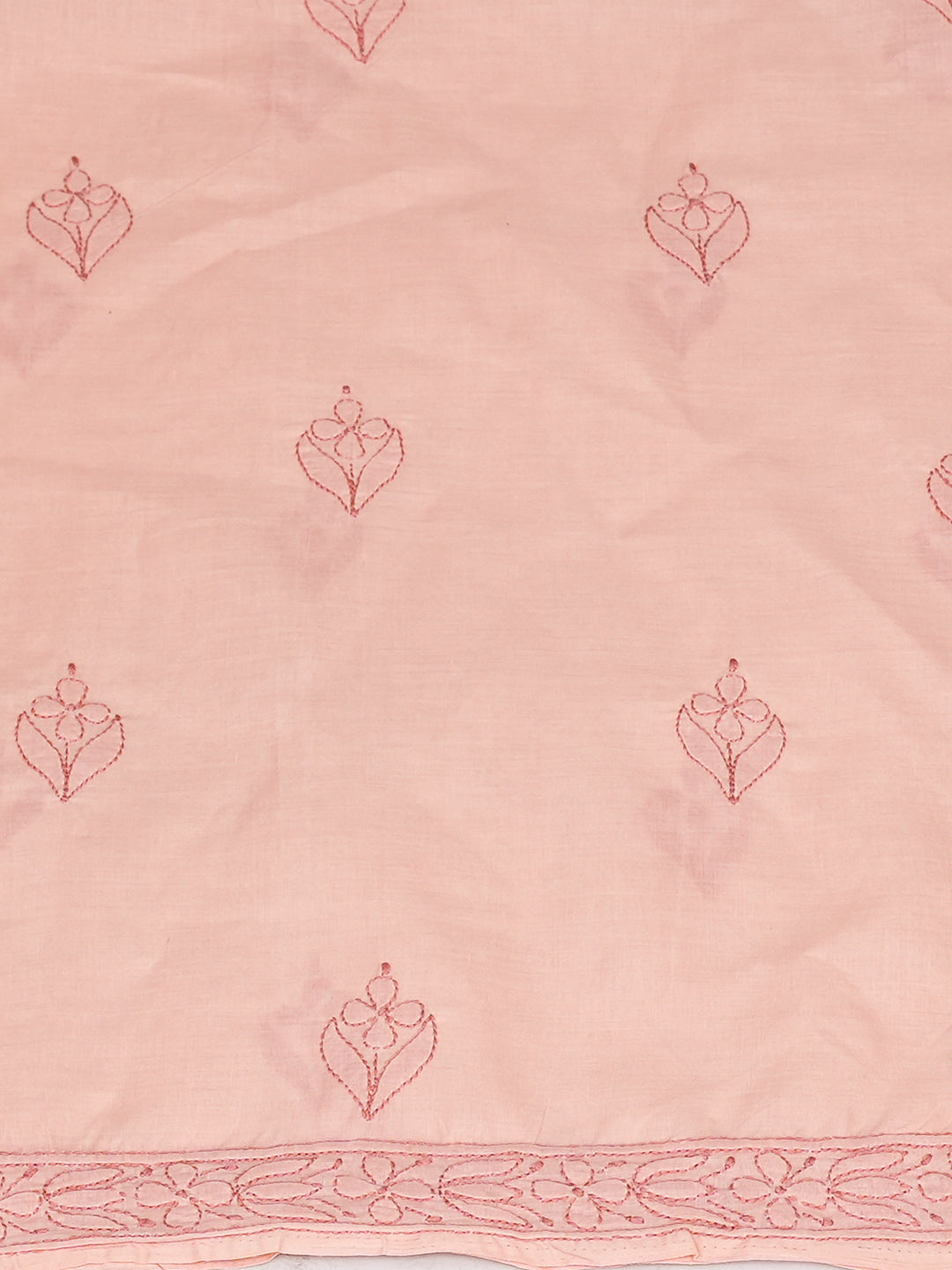 Ada Hand Embroidered Peach Cotton lucknowi Chikankari Unstitched Kurta 01A991925