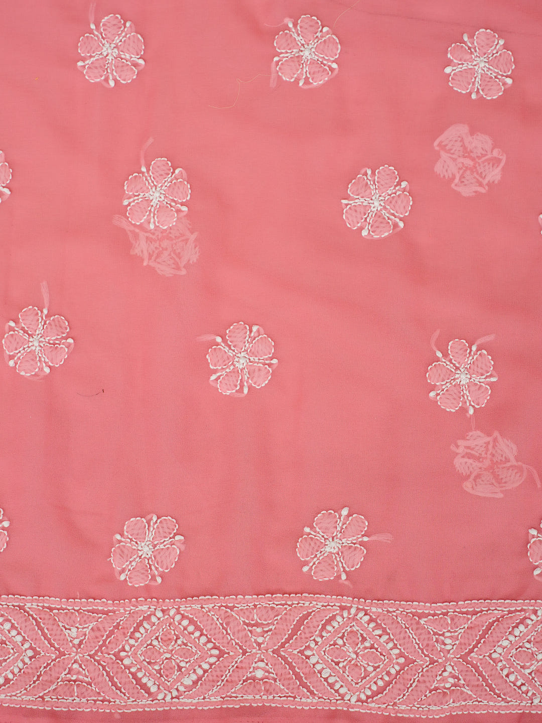 Ada Hand Embroidered Peach Faux Georgette Lucknowi Chikankari Unstitched Suit Piece 01A867776