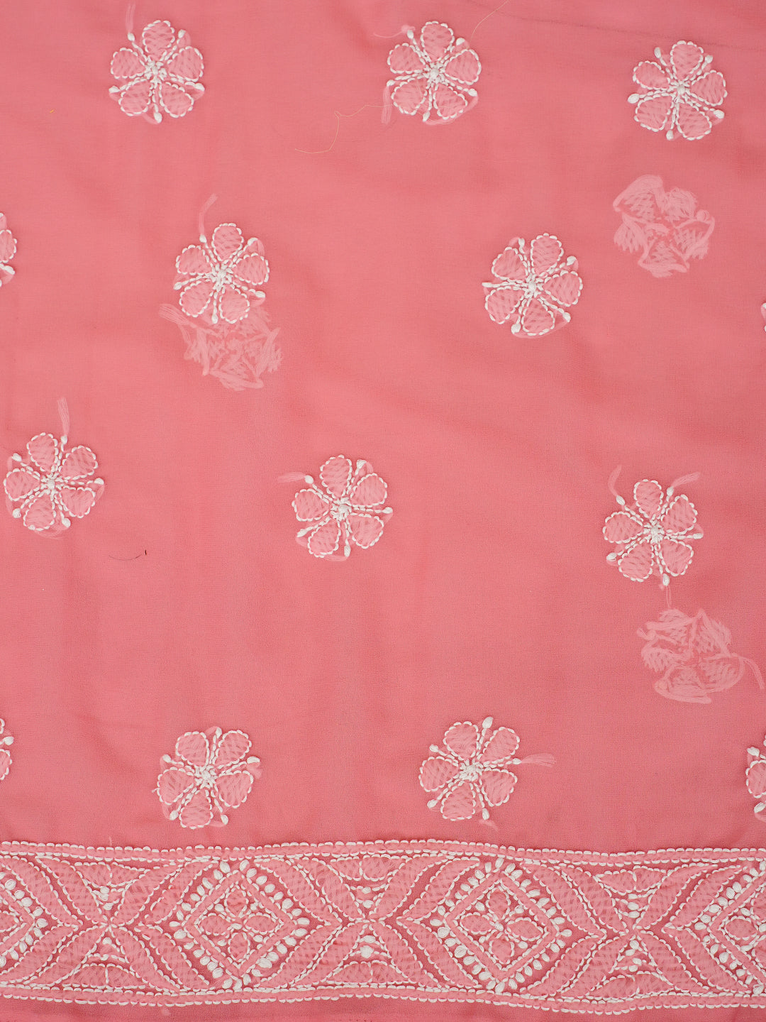 Ada Hand Embroidered Peach Faux Georgette Lucknowi Chikankari Unstitched Suit Piece 01A867776