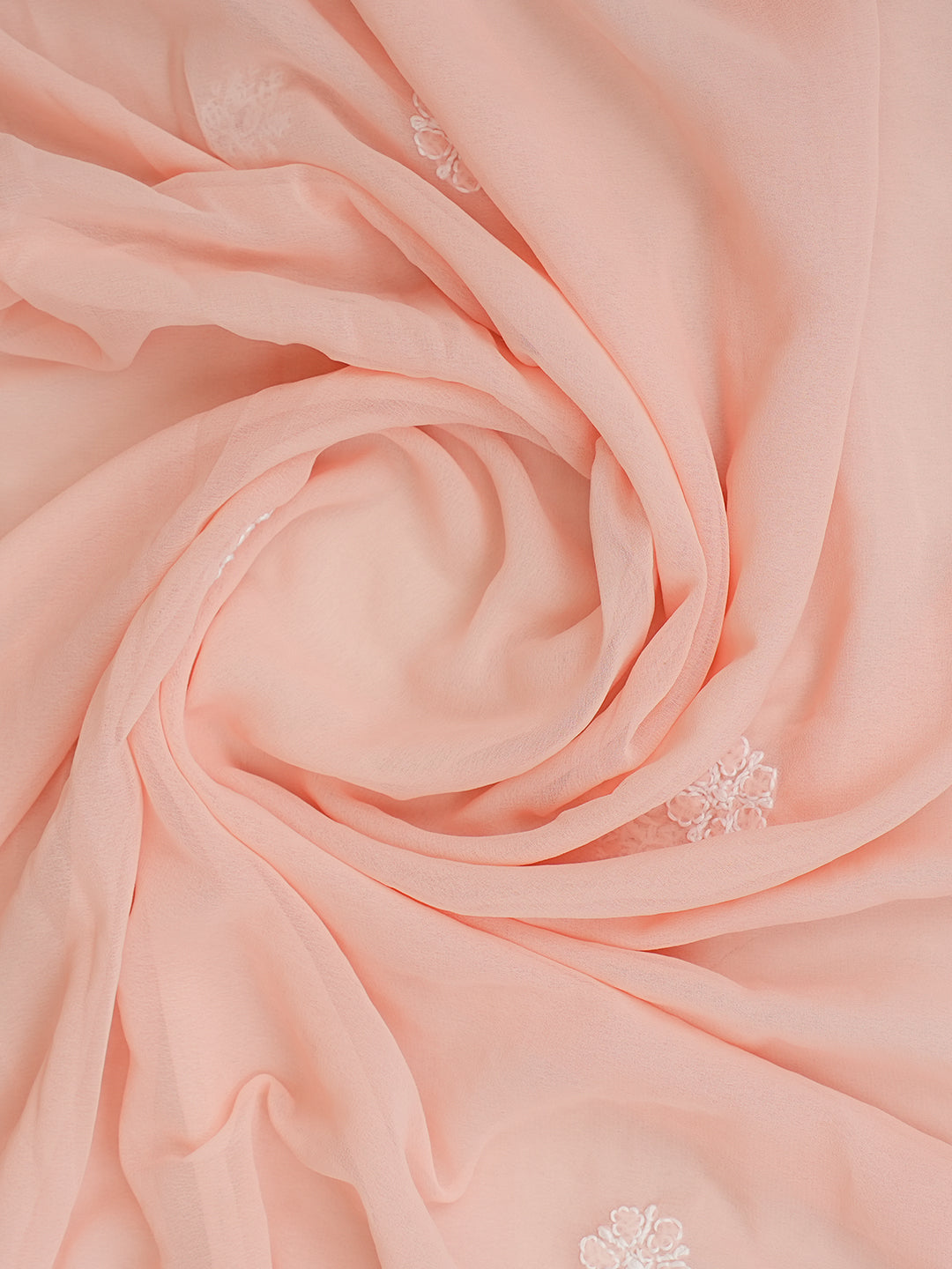 Ada Hand Embroidered Peach Faux Georgette Lucknowi Chikankari Unstitched Suit Piece 01A985244