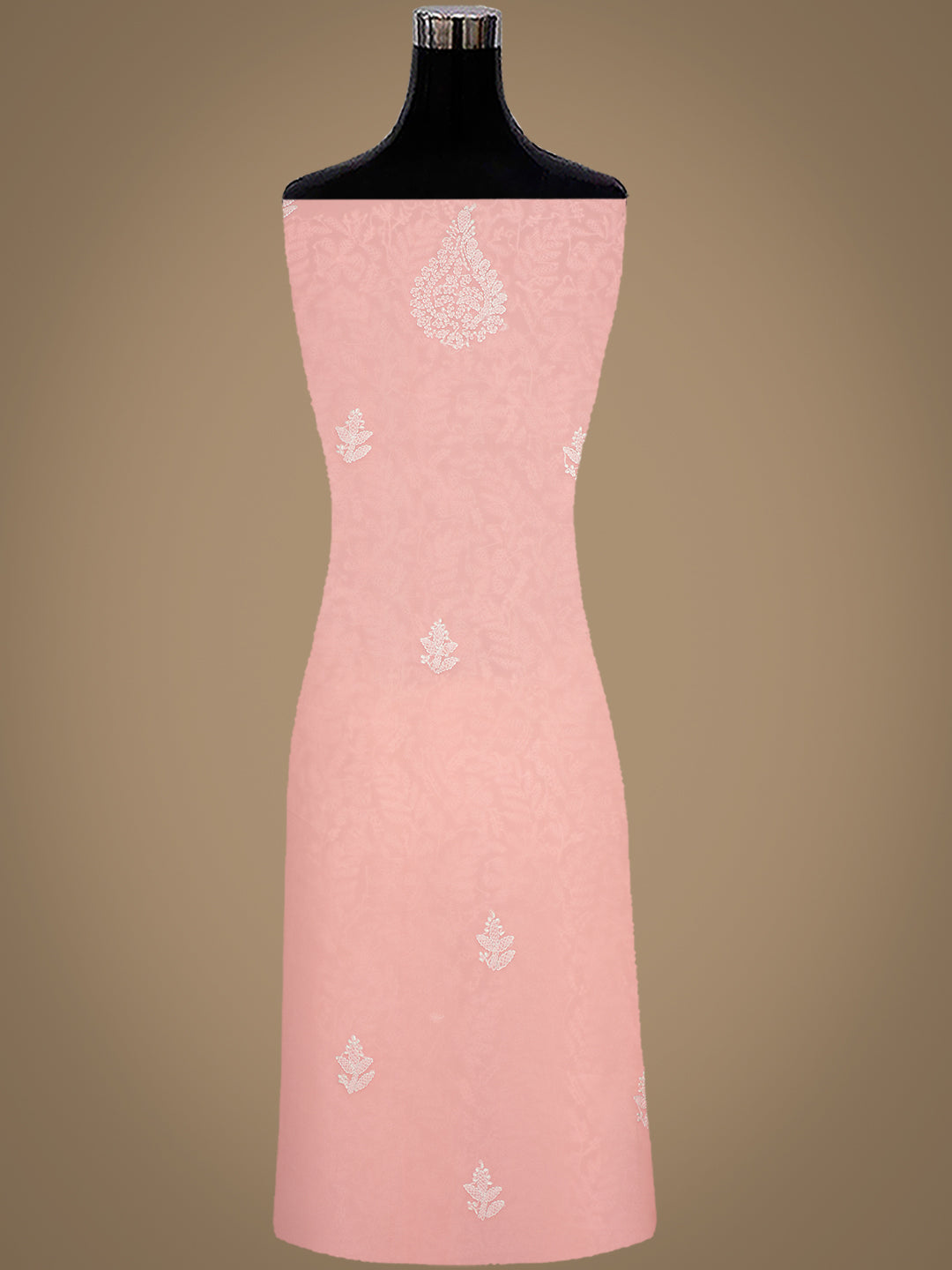 Ada Hand Embroidered Peach Faux Georgette Lucknowi Chikankari Unstitched Suit Piece 07A502076