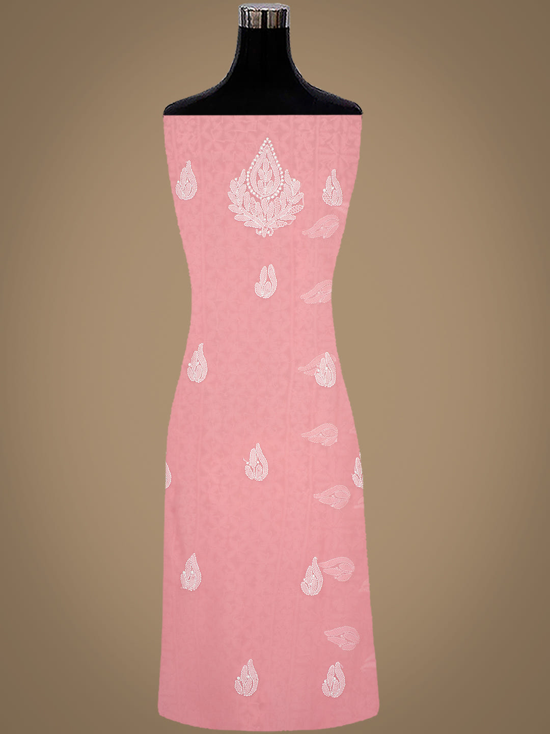 Ada Hand Embroidered Peach Georgette Lucknowi Chikankari Unstitched Suit Piece 01A1019278_2