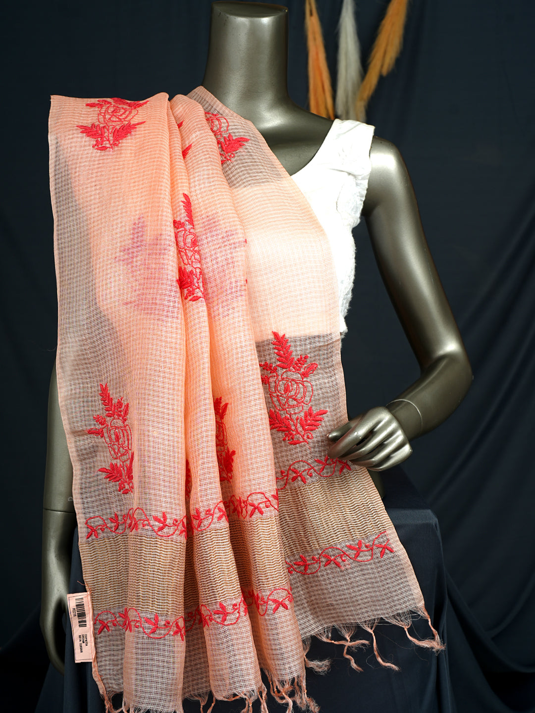 Ada Peach Chanderi Dupatta_1