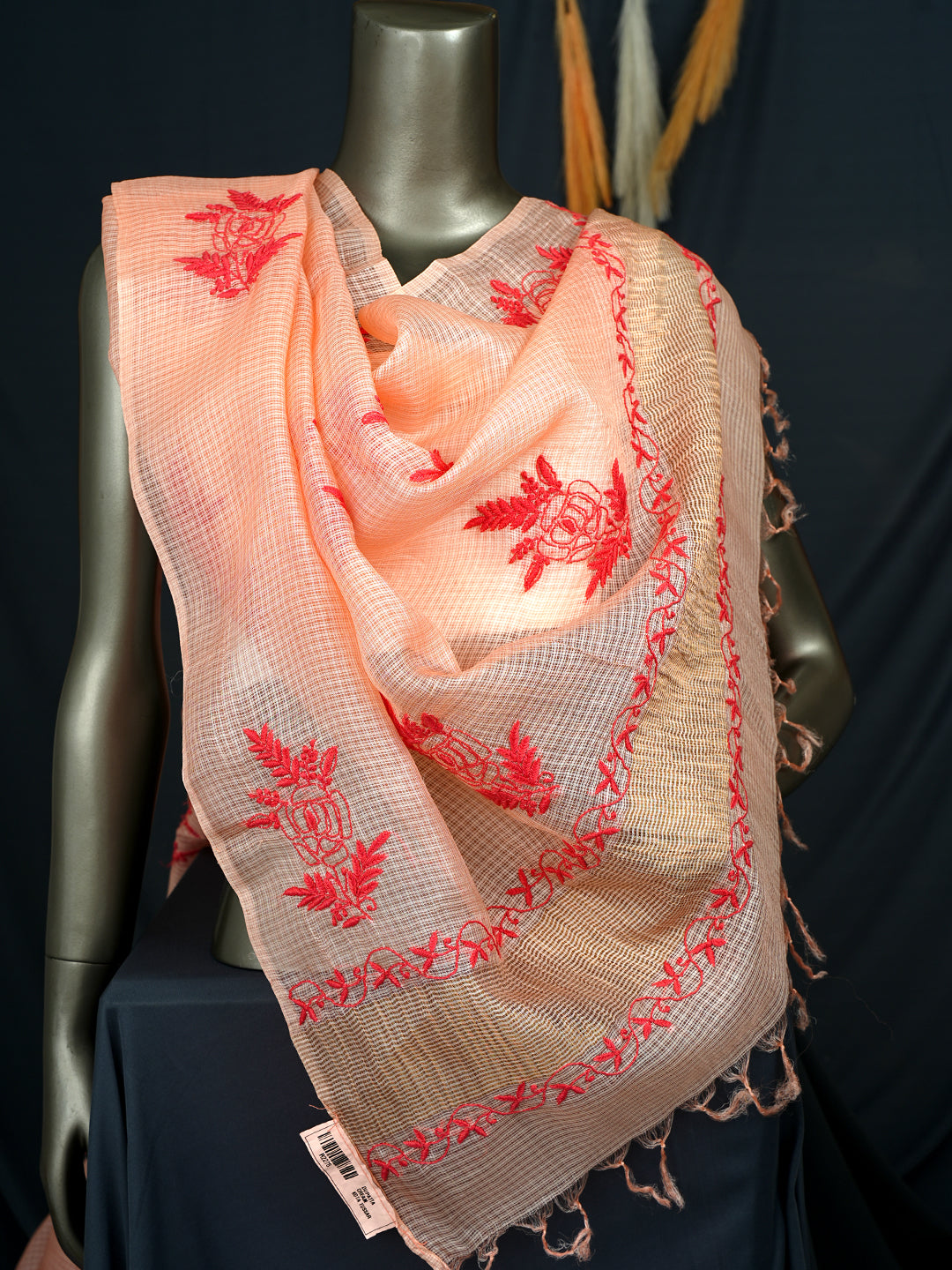 Ada Peach Chanderi Dupatta_2