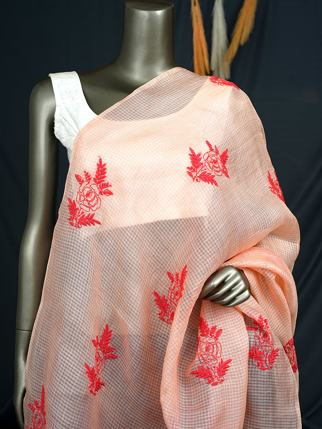 Ada Peach Chanderi Dupatta_3