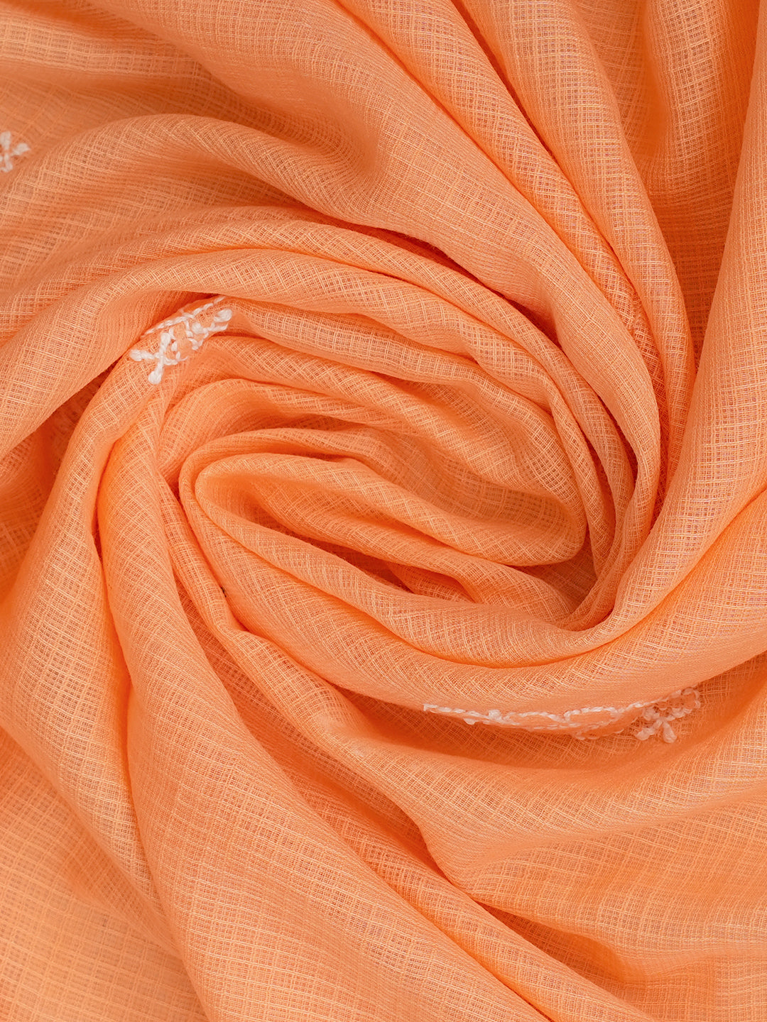 Ada Hand Embroidered Peach Kota Lucknowi Chikankari Unstitched Kurta Dupatta Set 01A999097