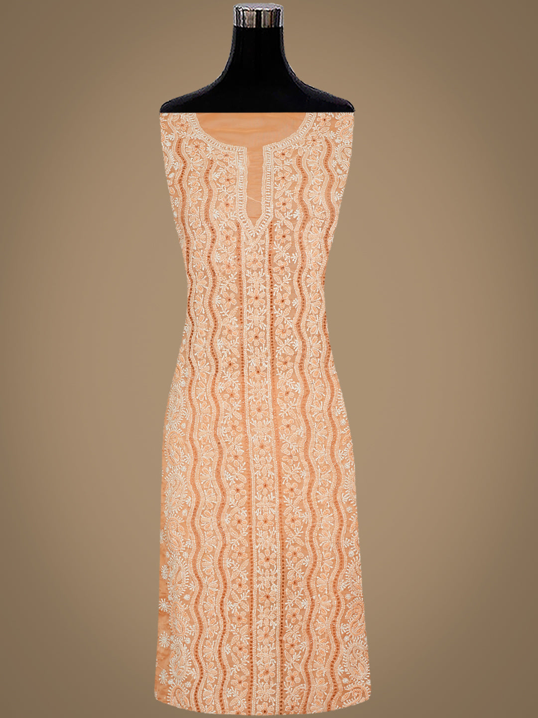 Ada Hand Embroidered Peach Organza Kurta Set