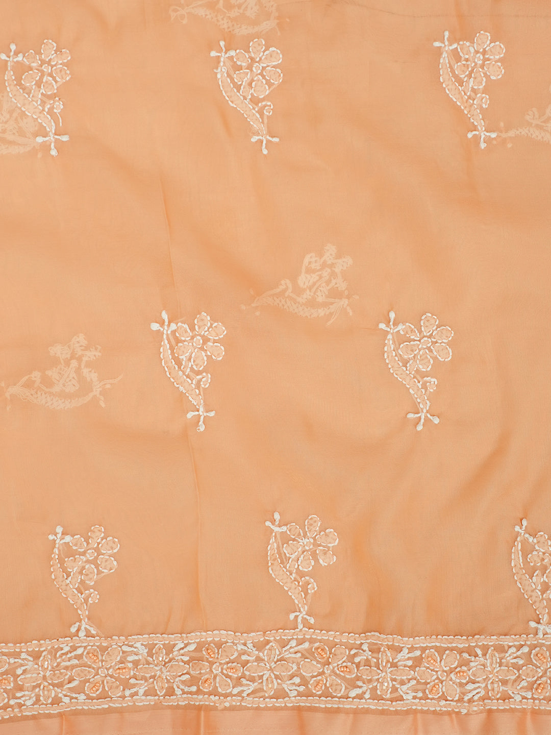 Elegant Peach Organza Kurta Dupatta Set
