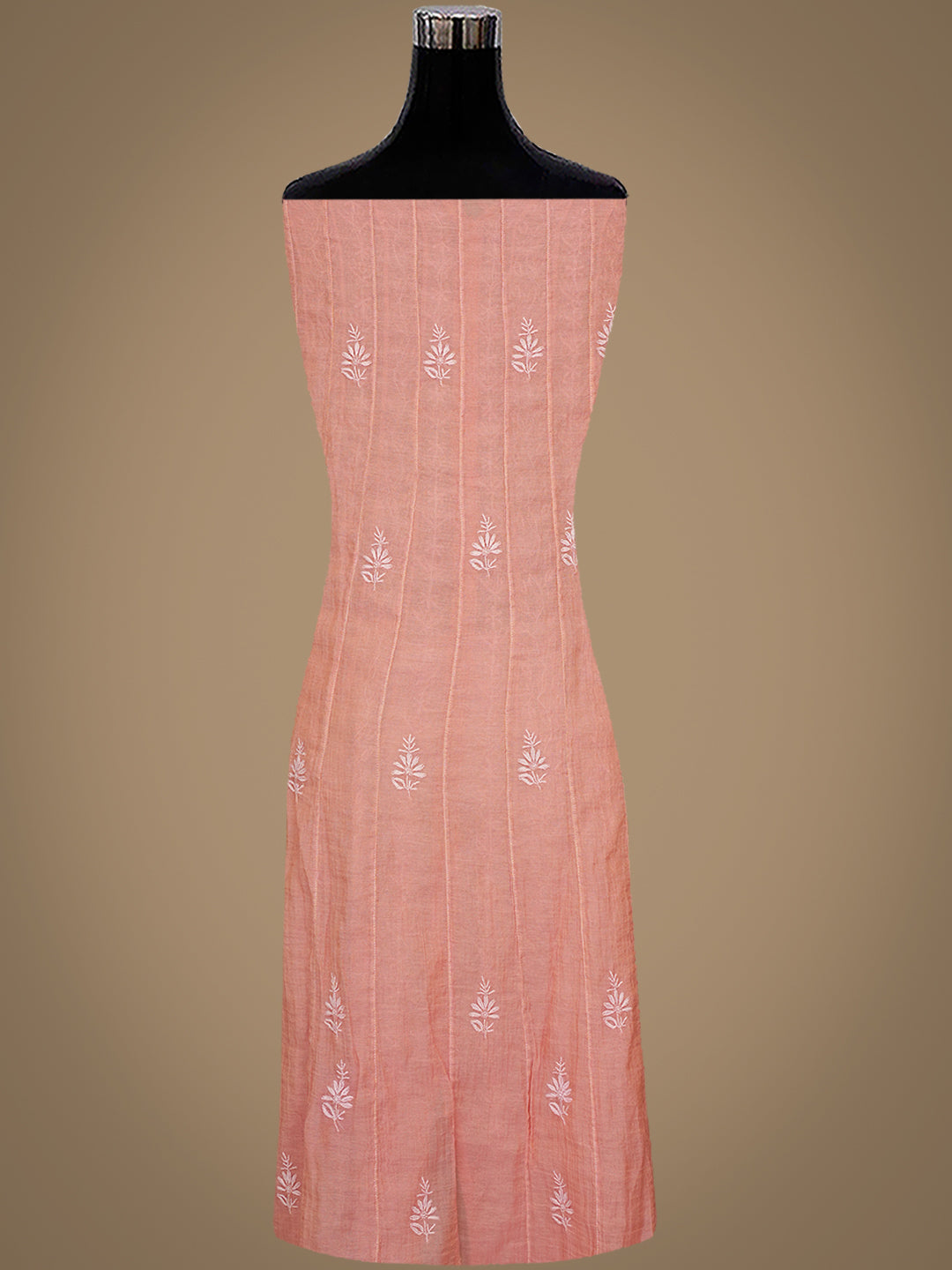 Ada Hand Embroidered Peach Tissue Lucknowi Chikankari Semi-stitched Kurta Dupatta set 01A888198