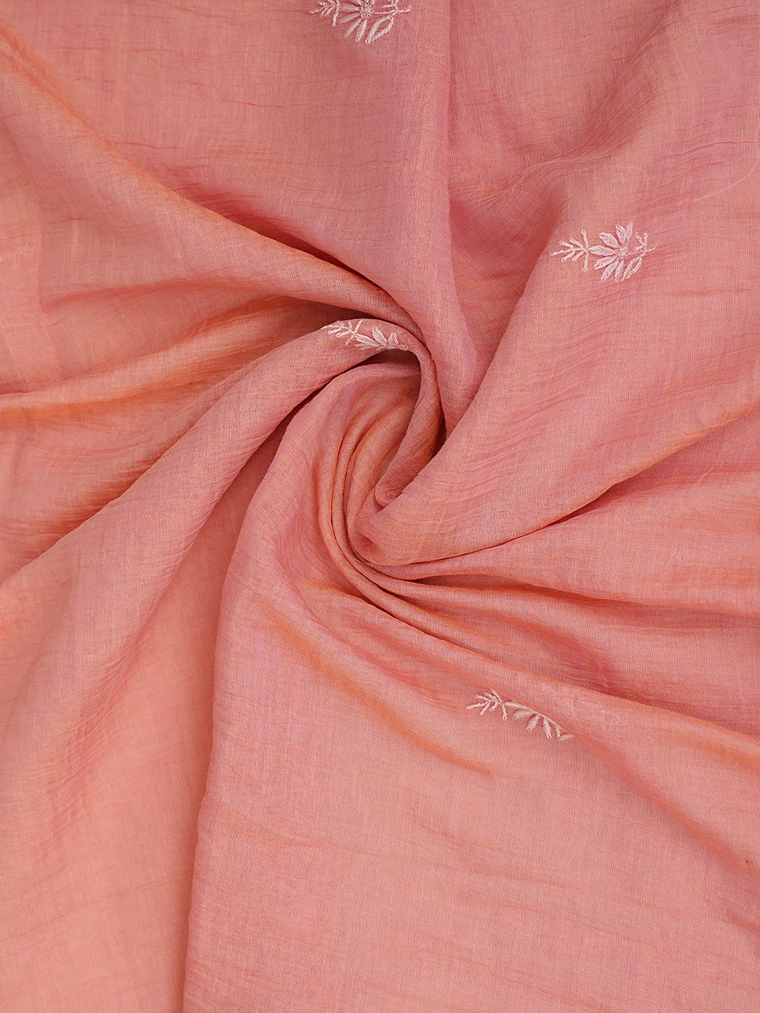 Ada Hand Embroidered Peach Tissue Lucknowi Chikankari Semi-stitched Kurta Dupatta set 01A888198