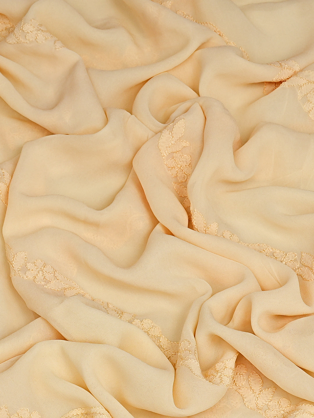 Ada Hand Embroidered Peach Viscose Georgette Lucknowi Chikankari Dupatta 01A376471_4