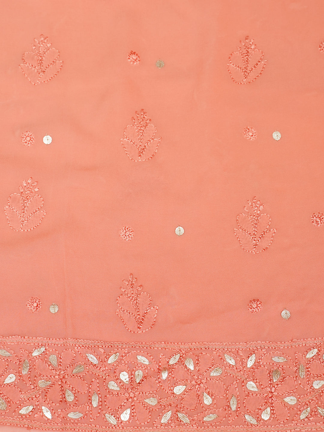 Elegant Ada Peach Chikankari Kurta Set With Delicate Hand Embroidery