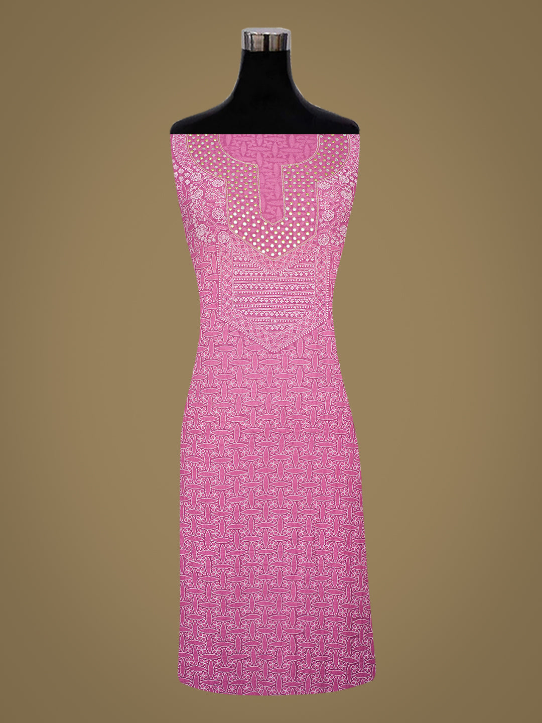 Ada Hand Embroidered Petal Pink Pure Georgette Lucknowi Chikankari Unstitched Kurta Dupatta Set With Zari Work A143560