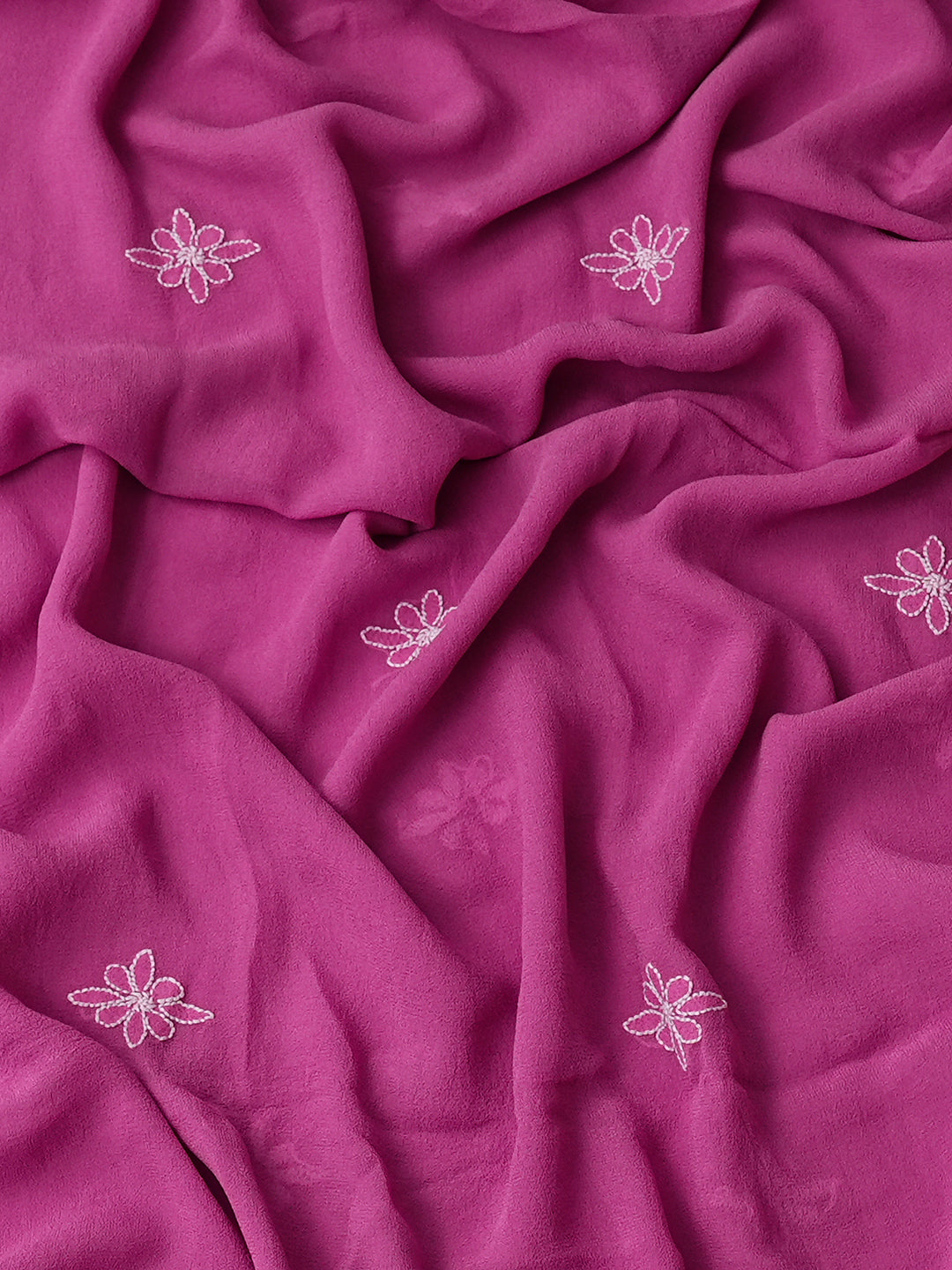 Ada Hand Embroidered Petal Pink Pure Georgette Lucknowi Chikankari Unstitched Kurta Dupatta Set With Zari Work A143560