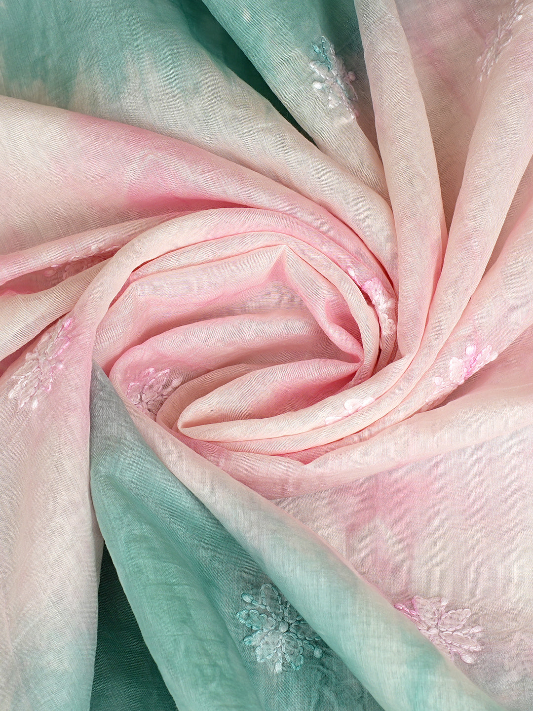 Ada Hand Embroidered Pink Chanderi Lucknowi Chikankari Dupatta 01A997870