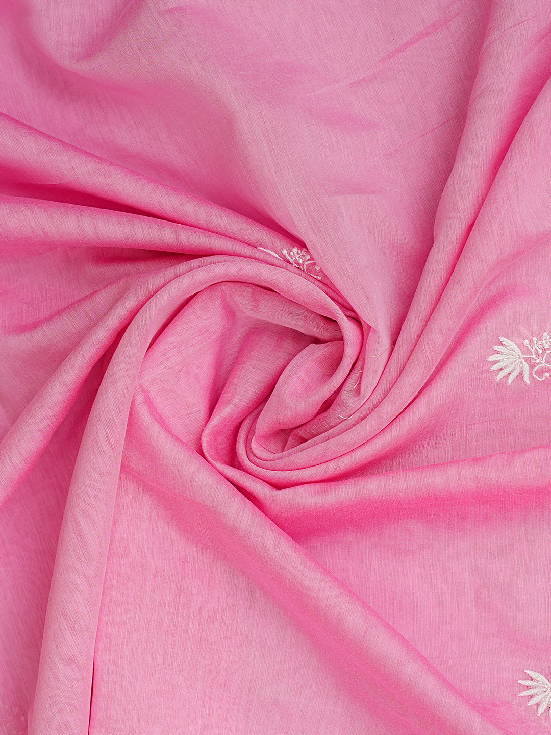 Ada Hand Embroidered Pink Chanderi Lucknowi Chikankari Unstitched Kurta Dupatta Set With Cutdana Work 01A996825