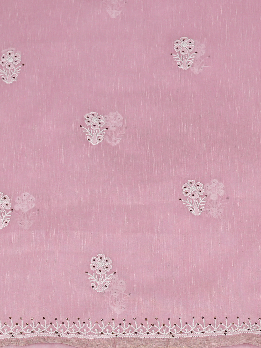 Ada Hand Embroidered Pink Chanderi Lucknowi Chikankari Unstitched Kurta Dupatta Set With Mukaish/Muqaish Work 01A744605