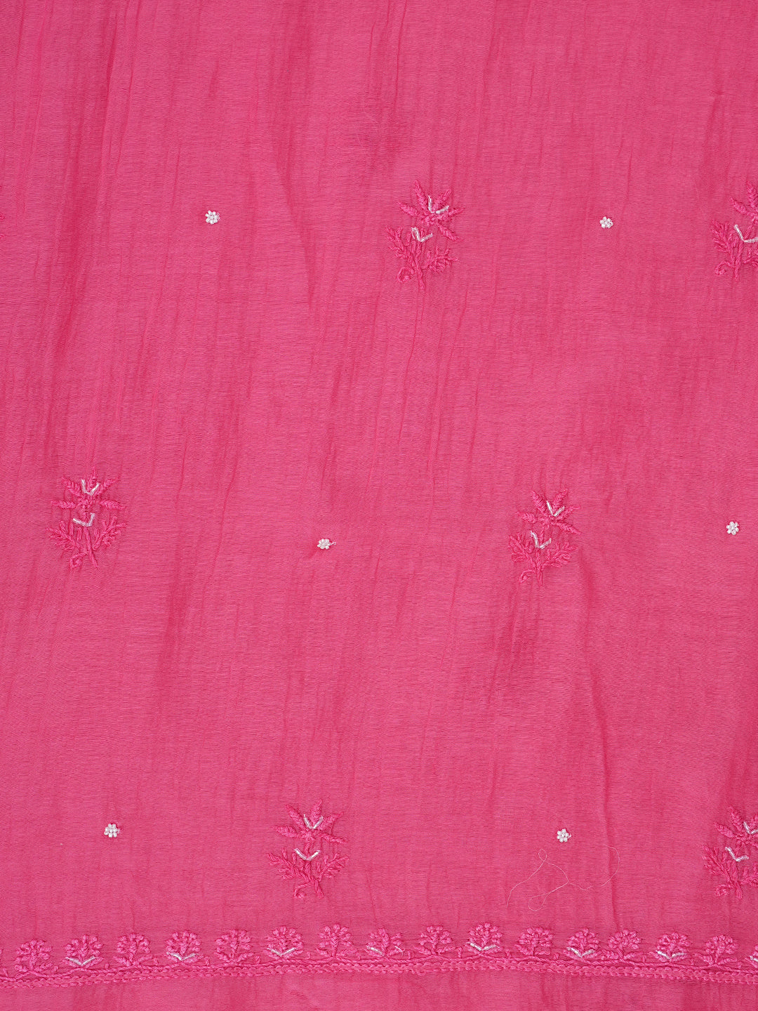 Ada Hand Embroidered Pink Chanderi Lucknowi Chikankari Unstitched Kurta Dupatta Set With Pearl Work 01A785436