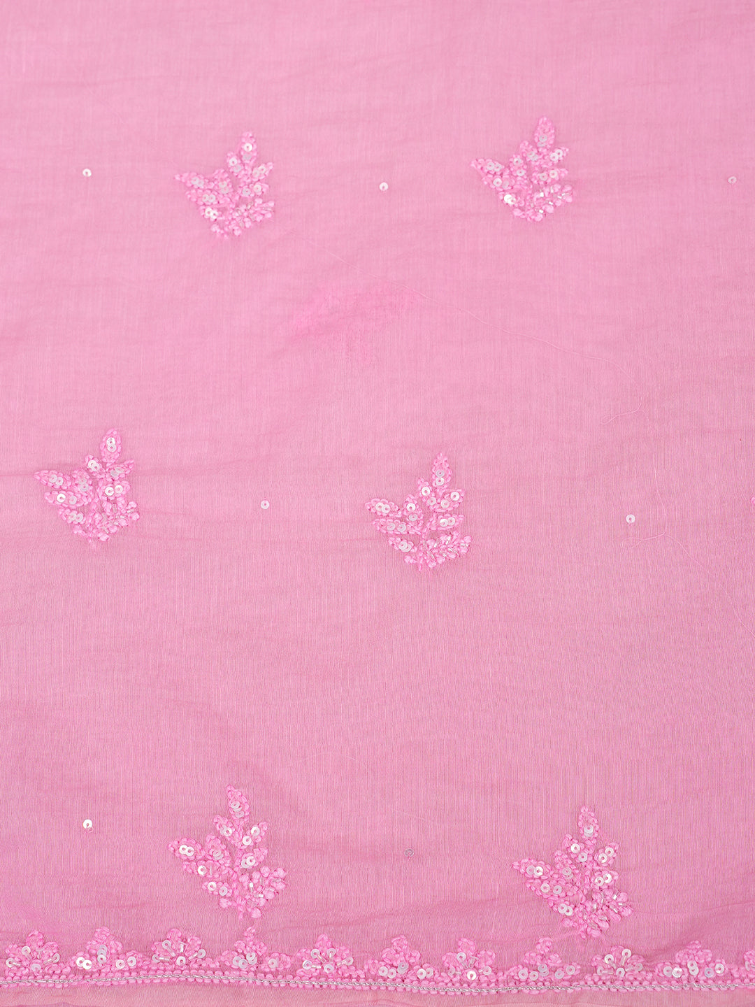 Ada Hand Embroidered Pink Chanderi Lucknowi Chikankari Unstitched Kurta Dupatta Set With Sequinned Work 01A699606