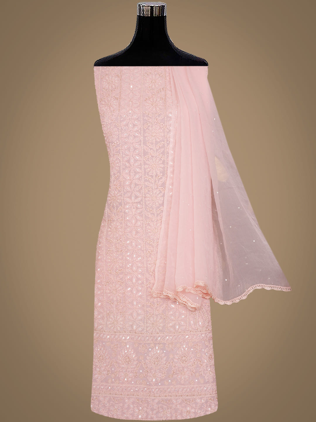 Ada Hand Embroidered Pink Chanderi Lucknowi Chikankari Unstitched Suit Piece With Cutdana Work 01A406030_2