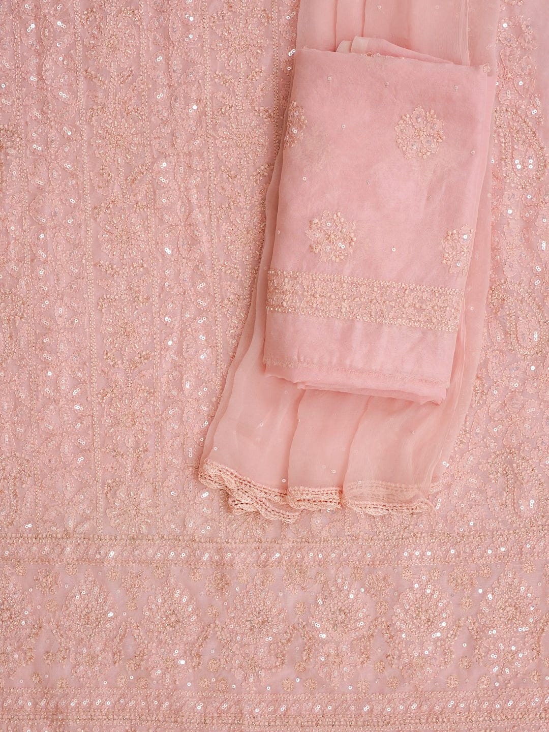 Ada Hand Embroidered Pink Chanderi Lucknowi Chikankari Unstitched Suit Piece With Cutdana Work 01A406030_4