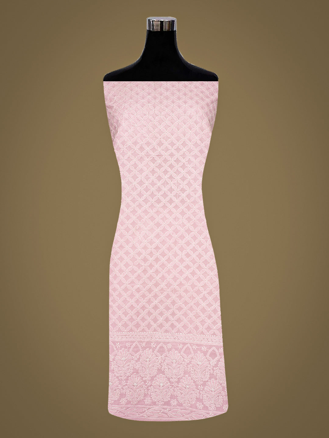 Ada Hand Embroidered Pink Cotton Lucknowi Chikankari Unstitched Kurta 01A724667