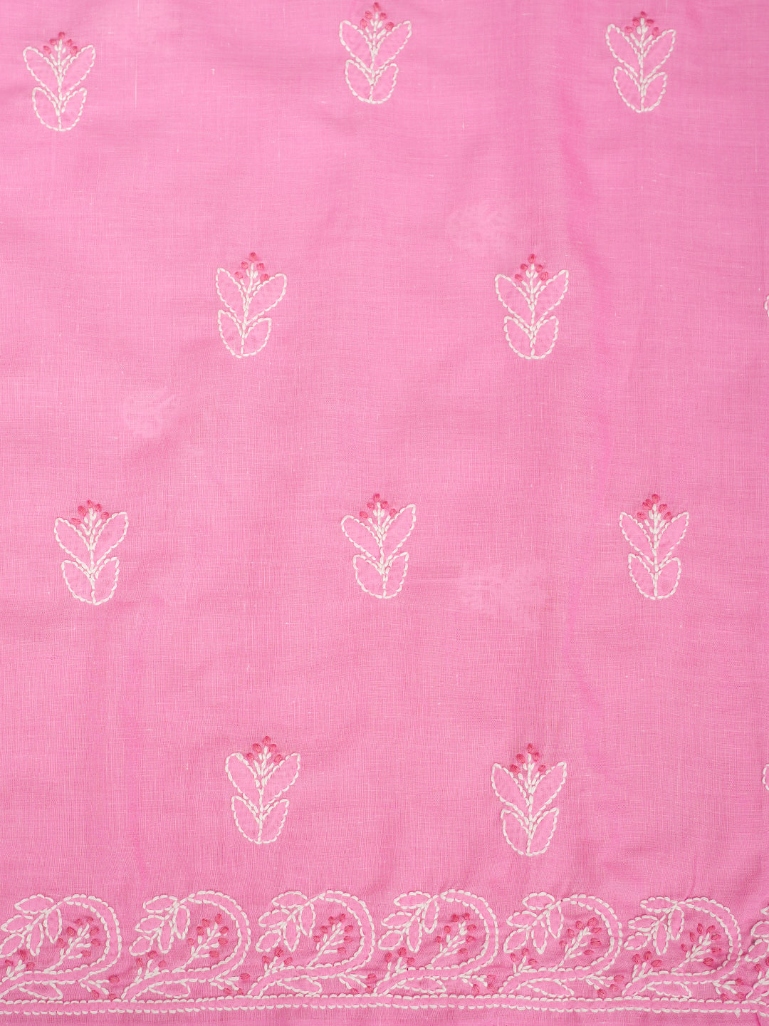 Ada Hand Embroidered Pink Cotton Lucknowi Chikankari Unstitched Kurta 01A735414