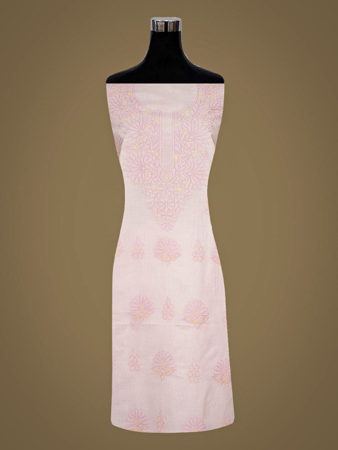 Ada Hand Embroidered Pink Cotton Lucknowi Chikankari Unstitched Kurta 01A991914