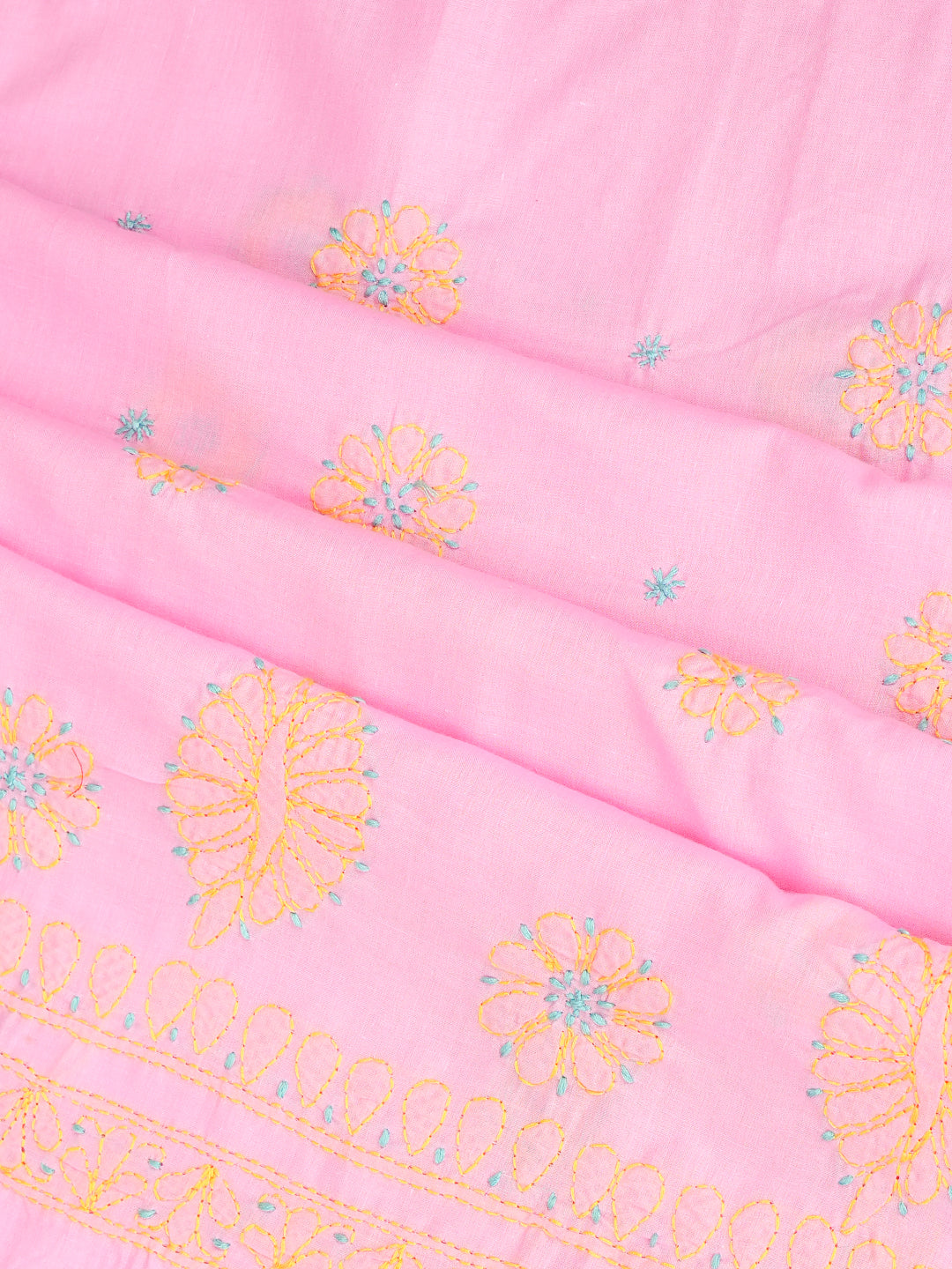 Ada Hand Embroidered Pink Cotton Lucknowi Chikankari Unstitched Suit Piece 01A818717