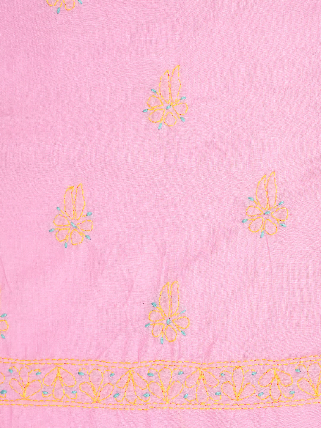 Ada Hand Embroidered Pink Cotton Lucknowi Chikankari Unstitched Suit Piece 01A818717
