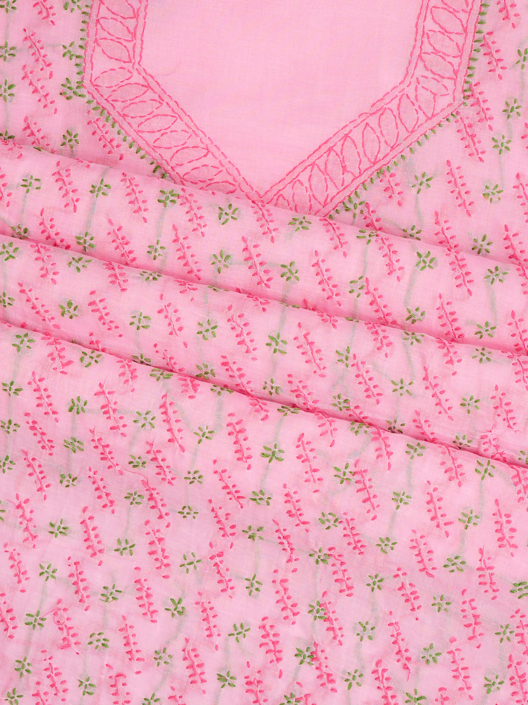 Ada Hand Embroidered Pink Cotton Lucknowi Chikankari Unstitched Suit Piece 01A947739_3