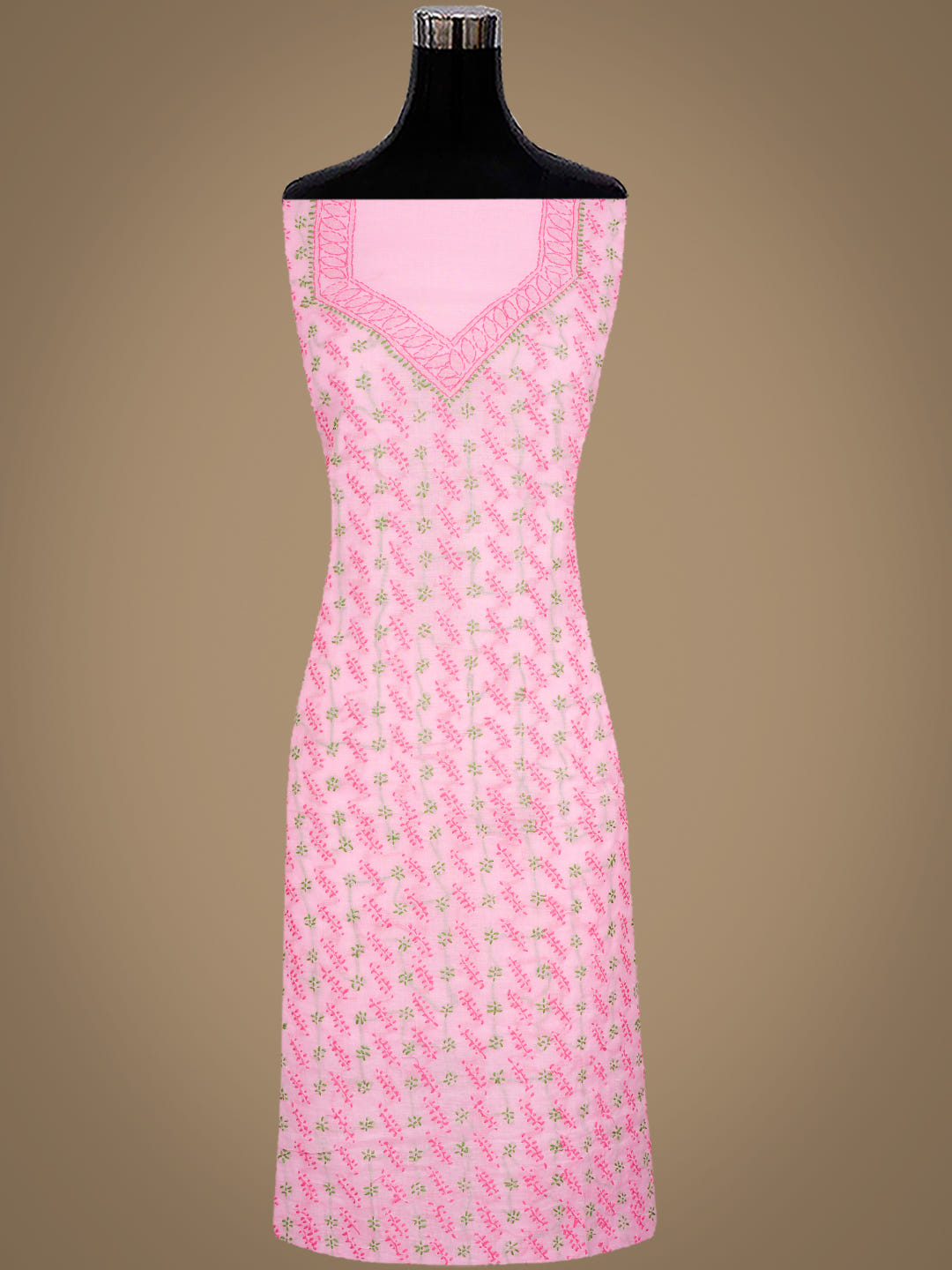 Ada Hand Embroidered Pink Cotton Lucknowi Chikankari Unstitched Suit Piece 01A947739_7