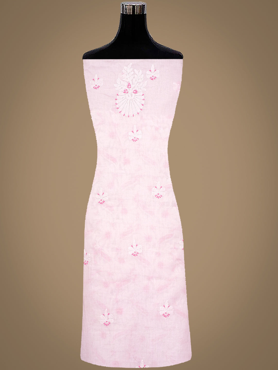 Ada Hand Embroidered Pink Cotton Lucknowi Chikankari Unstitched Suit Set With Chiffon Dupatta 01A986956