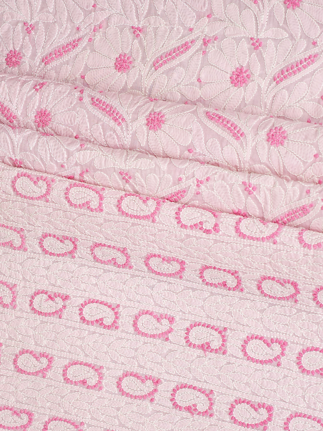 Ada Hand Embroidered Pink Cotton Lucknowi Chikankari Unstitched Suit Set With Chiffon Dupatta 01A986956