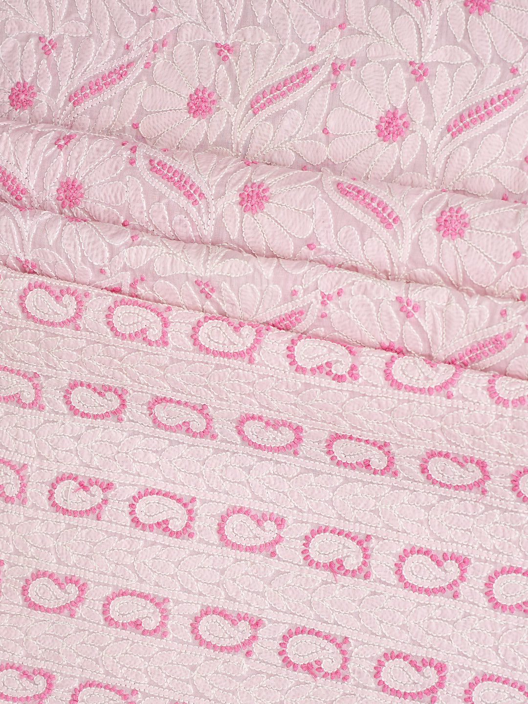 Ada Hand Embroidered Pink Cotton Lucknowi Chikankari Unstitched Suit Set With Chiffon Dupatta 01A986956