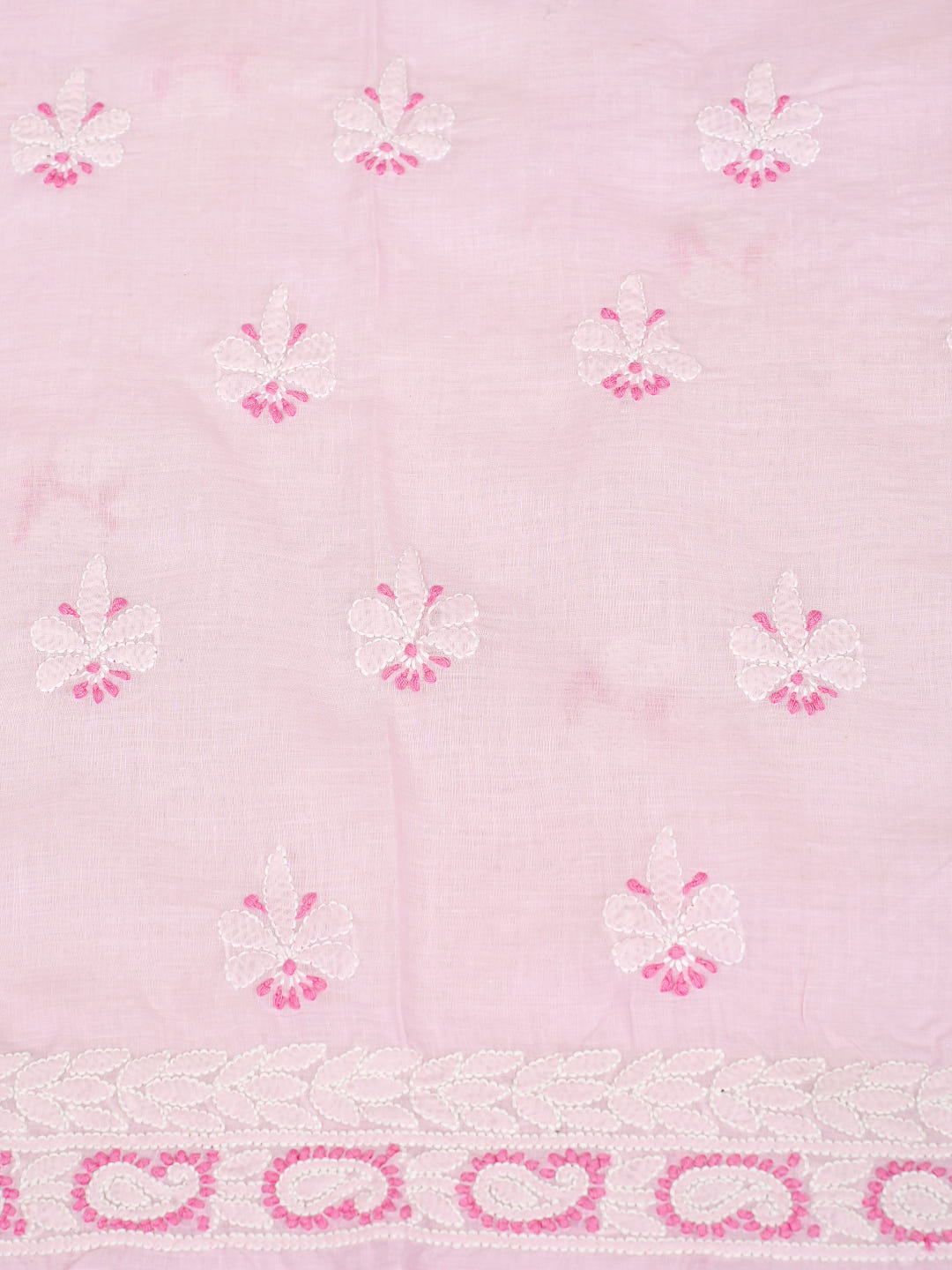 Ada Hand Embroidered Pink Cotton Lucknowi Chikankari Unstitched Suit Set With Chiffon Dupatta 01A986956