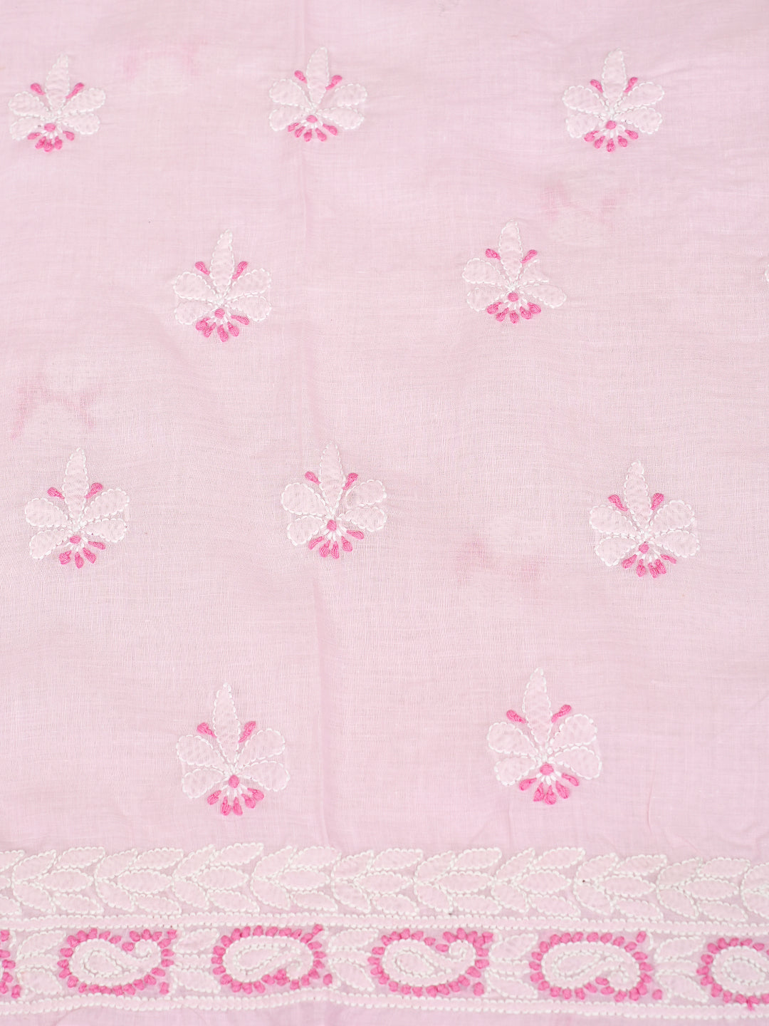 Ada Hand Embroidered Pink Cotton Lucknowi Chikankari Unstitched Suit Set With Chiffon Dupatta 01A986956