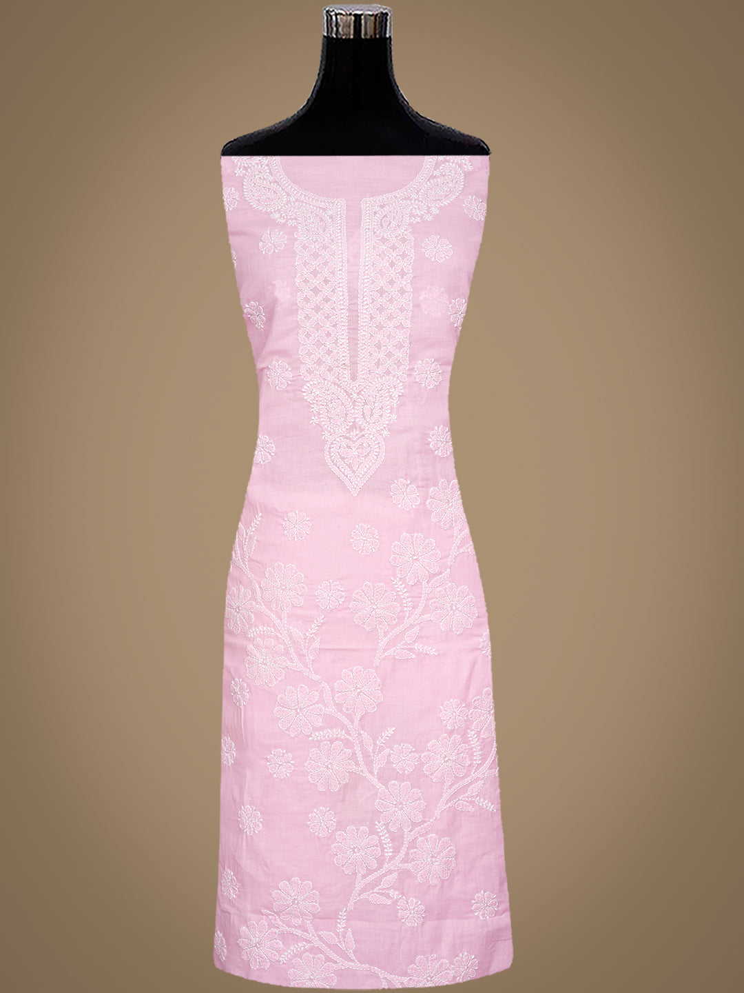 Ada Hand Embroidered Pink Cotton Lucknowi Chikankari Unstitched Suit Piece 01A992338