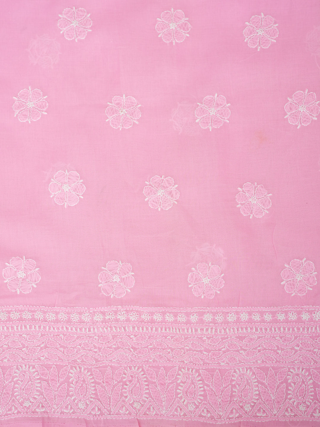 Ada Hand Embroidered Pink Cotton Lucknowi Chikankari Unstitched Suit Piece With Chiffon Dupatta 01A363015