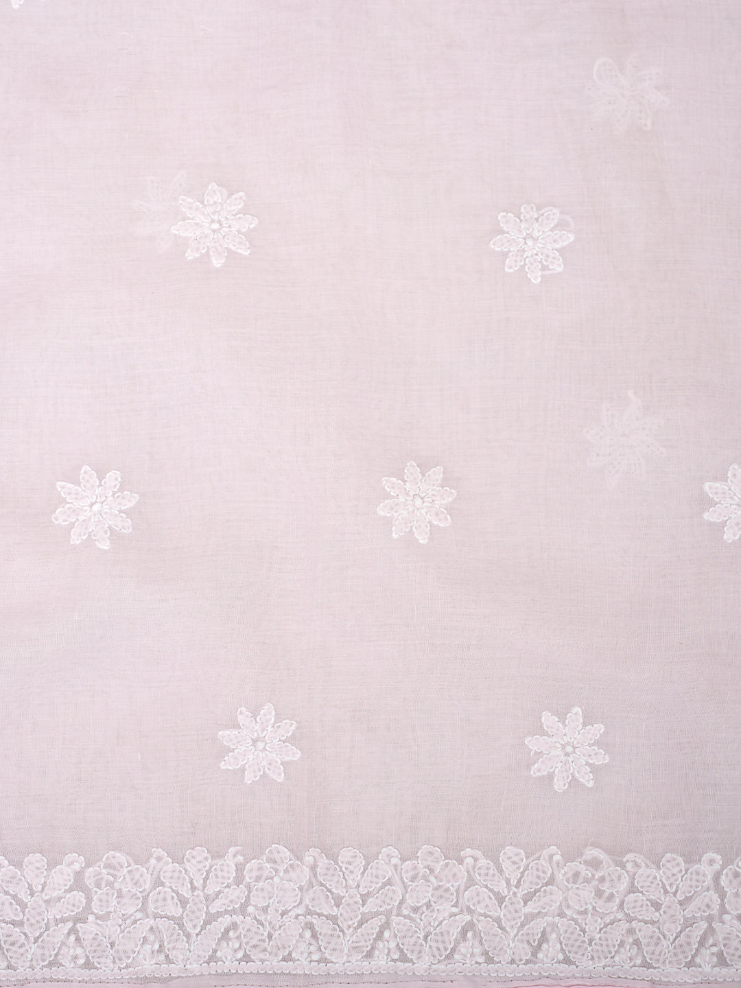Ada Hand Embroidered Pink Cotton Lucknowi Chikankari Unstitched Suit Piece With Chiffon Dupatta 01A981897