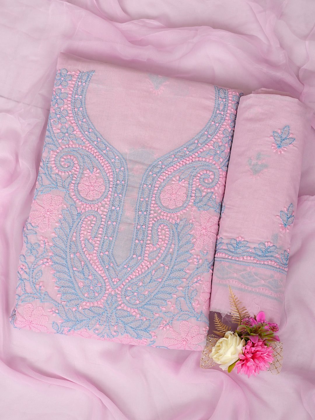 Ada Pink Cotton Unstitched Set Suit_1