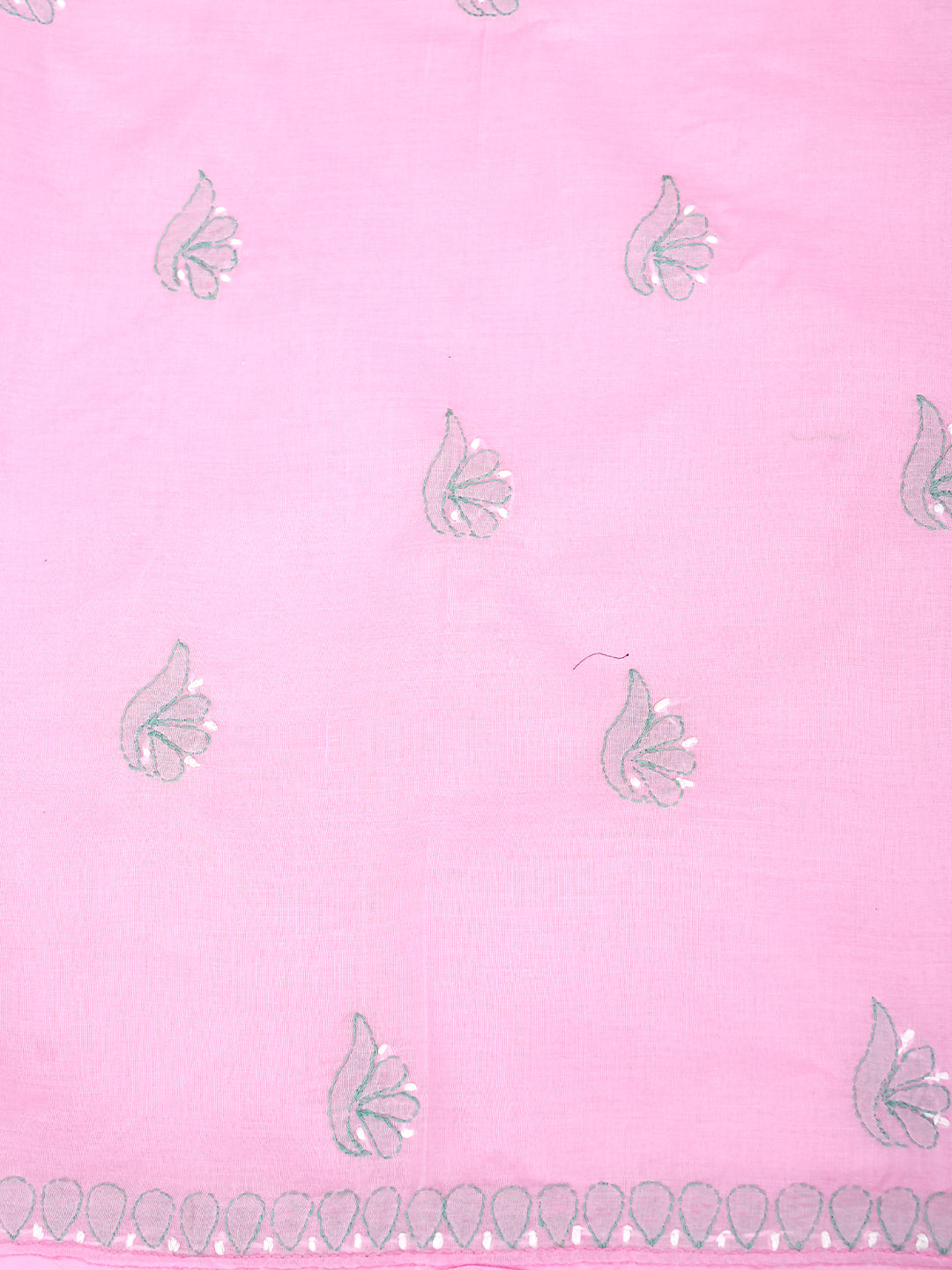Ada Hand Embroidered Pink Cotton Lucknowi Chikankari Unstitched Suit Set With Chiffon Dupatta 01A879322