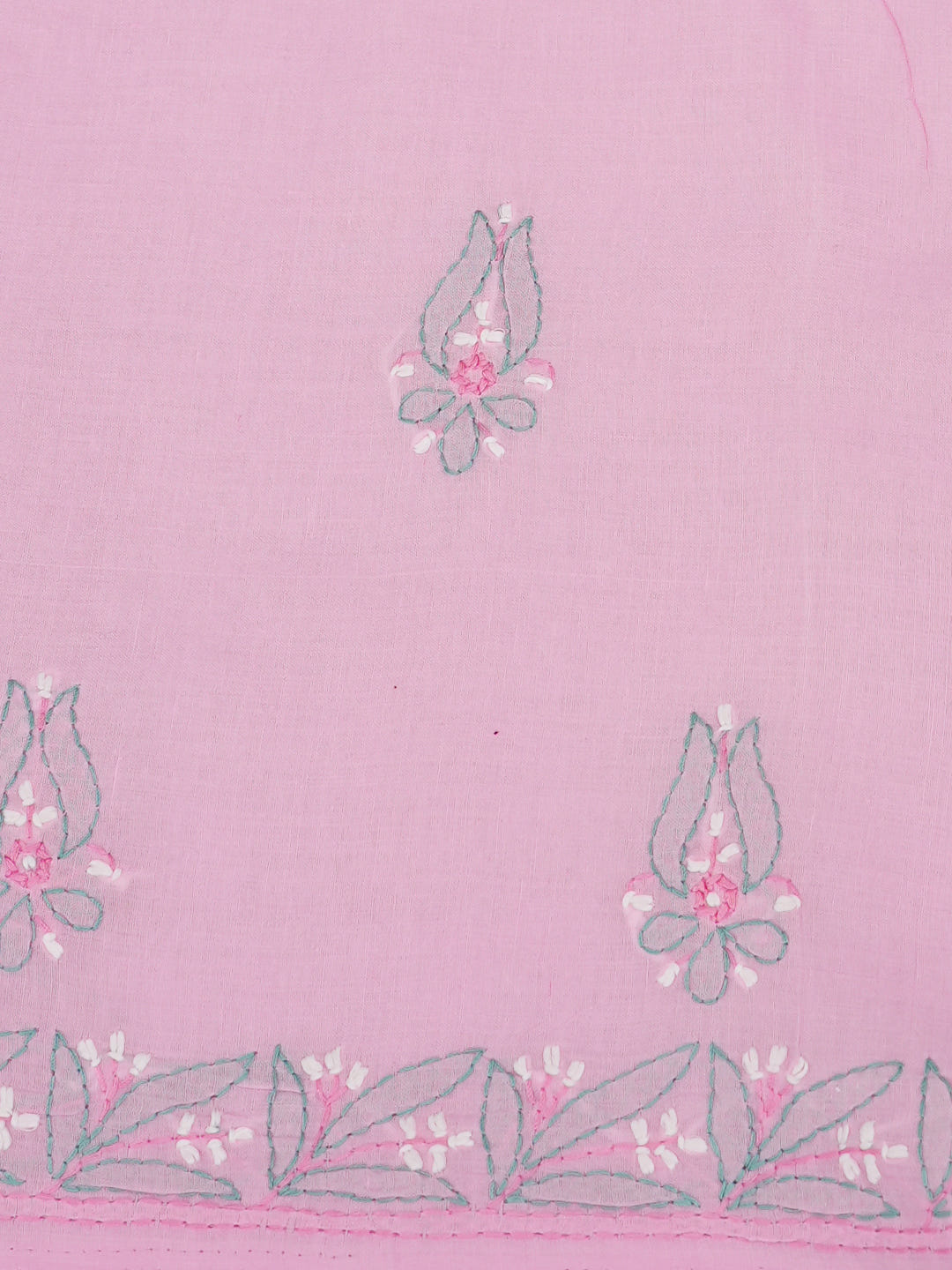 Ada Hand Embroidered Pink Cotton Lucknowi Chikankari Unstitched Suit Set With Chiffon Dupatta 01A882308