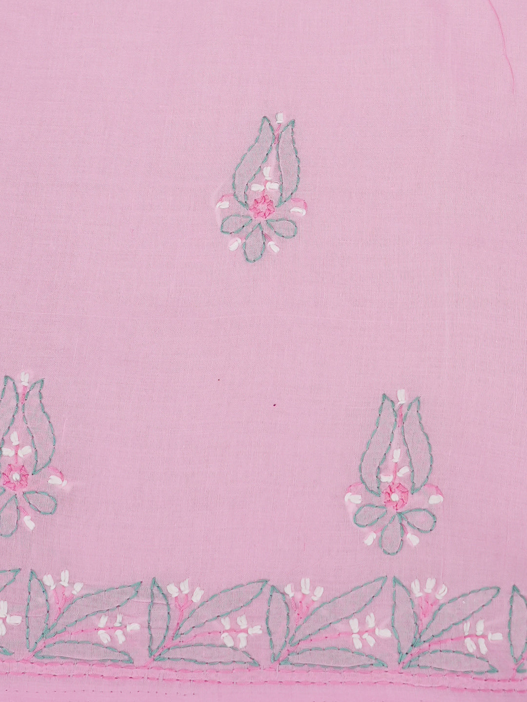 Ada Hand Embroidered Pink Cotton Lucknowi Chikankari Unstitched Suit Set With Chiffon Dupatta 01A882308