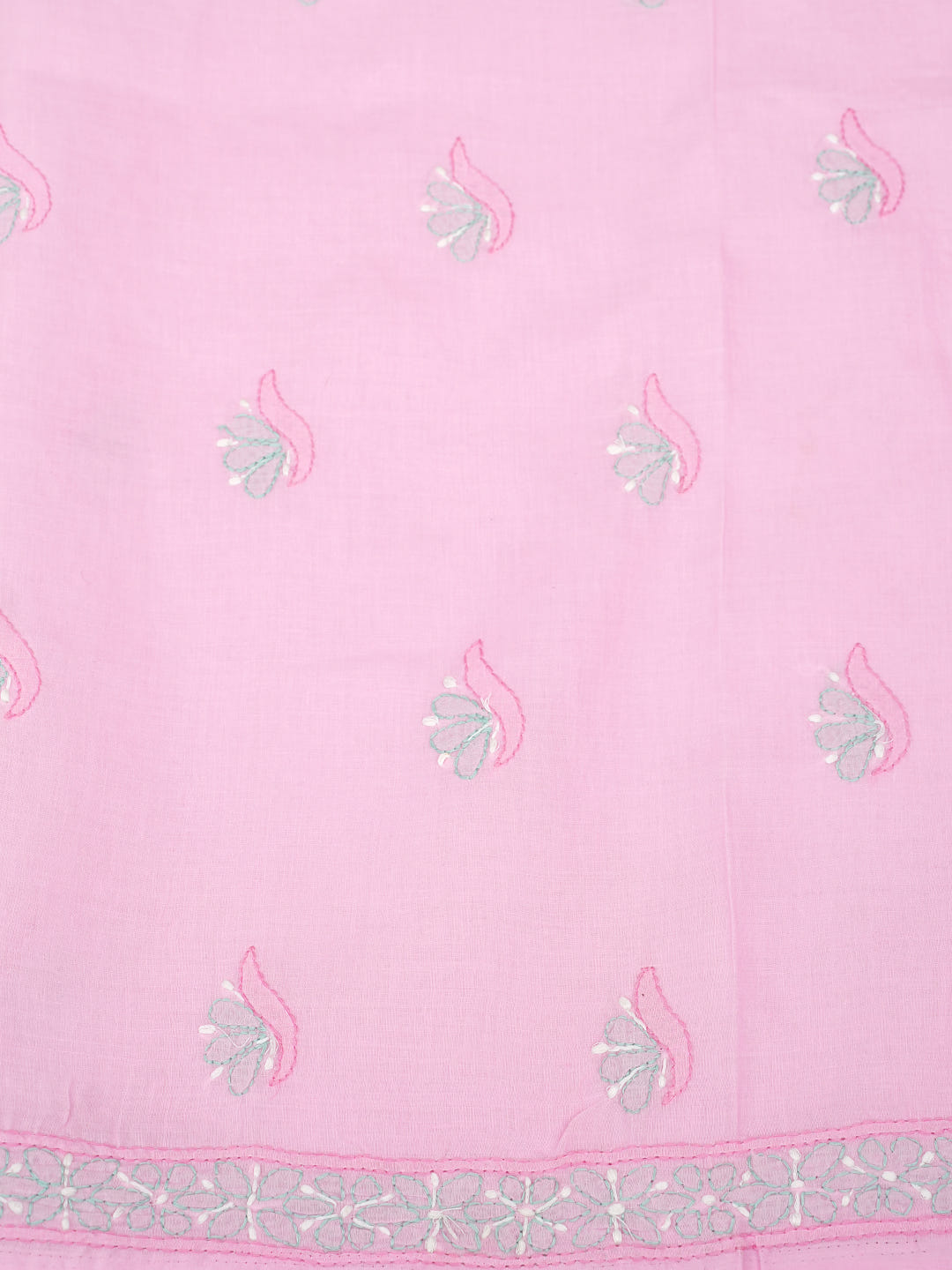 Ada Hand Embroidered Pink Cotton Lucknowi Chikankari Unstitched Suit Set With Chiffon Dupatta 01A886752
