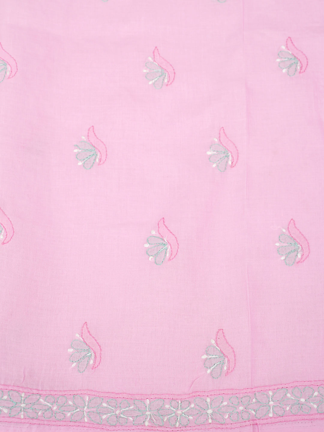 Ada Hand Embroidered Pink Cotton Lucknowi Chikankari Unstitched Suit Set With Chiffon Dupatta 01A886752