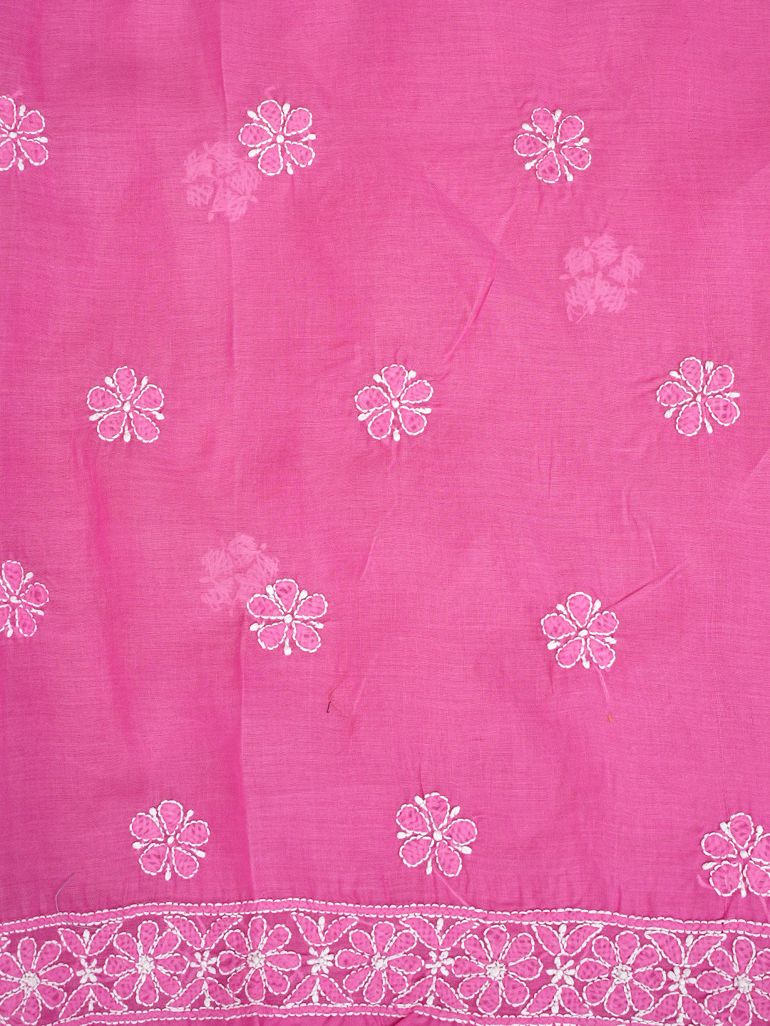 Ada Hand Embroidered Pink Cotton Lucknowi Chikankari Unstitched Suit Set With Chiffon Dupatta 01A972963